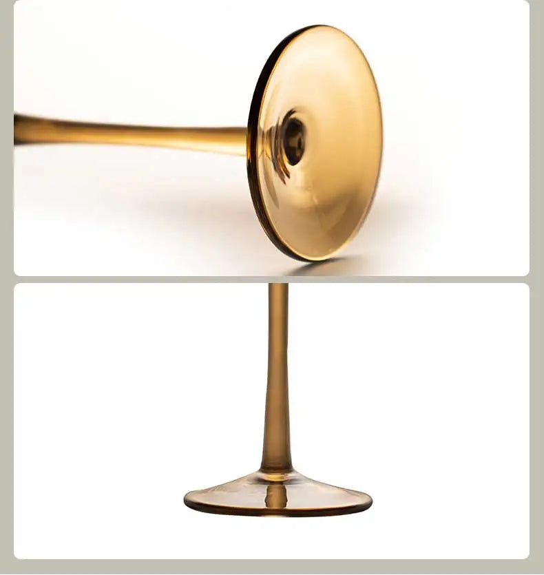 Luksuriøst Guld Ravfarvet Champagneglas – Nordisk Design | Blyfrit Krystalglas | Håndhamret Diamantmønster | Whisky & Vinglas