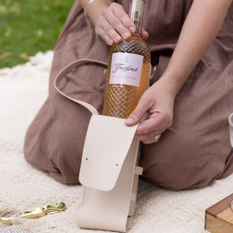 Bærbar Vintaske i Læder – Til Vin, Champagne & Romantiske Picnics