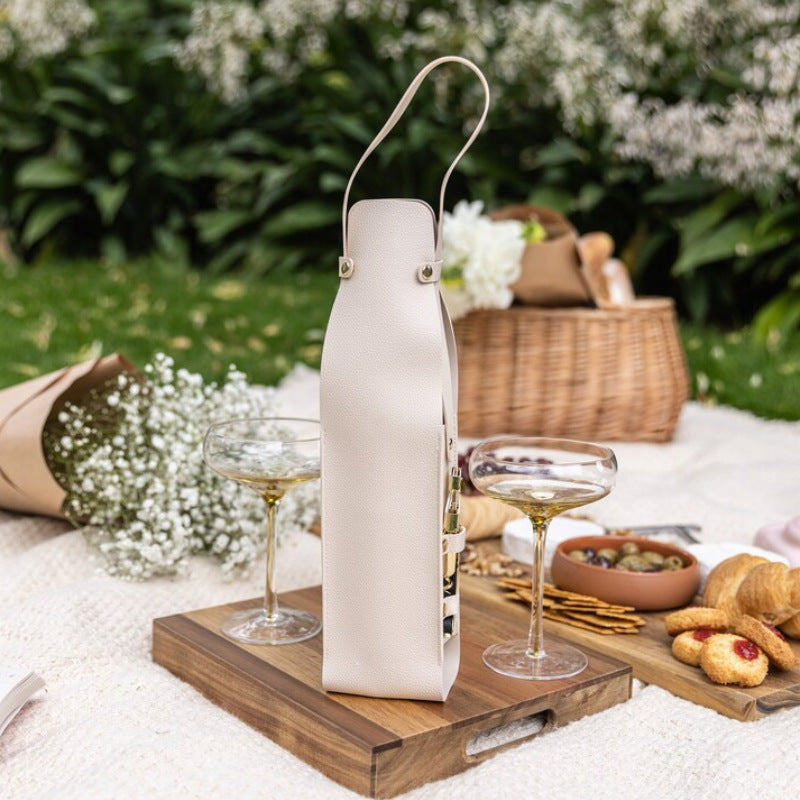 Bærbar Vintaske i Læder – Til Vin, Champagne & Romantiske Picnics
