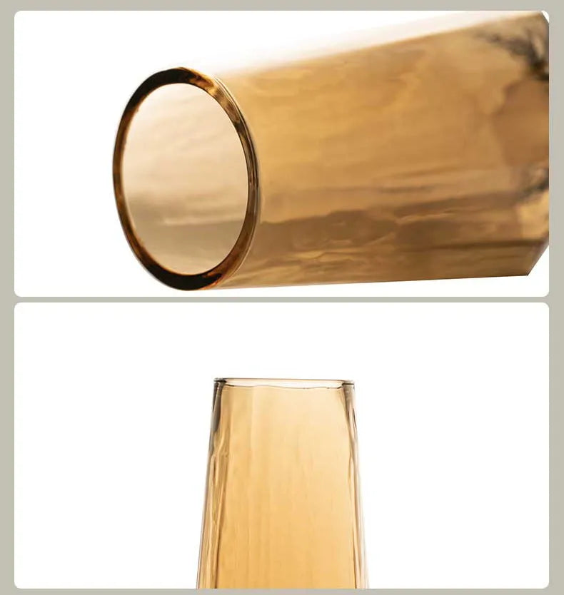 Luksuriøst Guld Ravfarvet Champagneglas – Nordisk Design | Blyfrit Krystalglas | Håndhamret Diamantmønster | Whisky & Vinglas